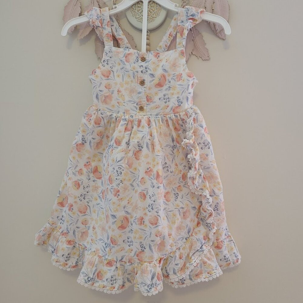 Tommy Bahama Girls Floral Pastel  Cotton Dress Size 4T Lined Easter Fairy